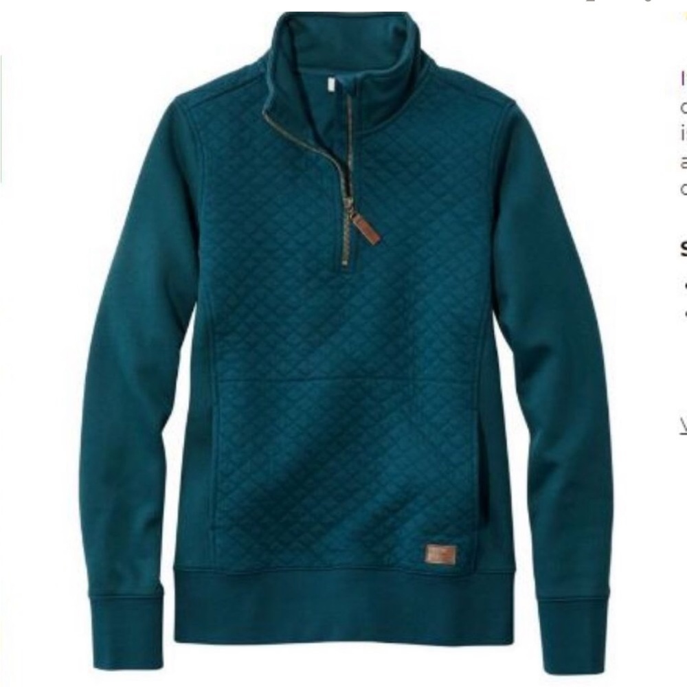 L.L.Bean Women's Quilted Quarter-Zip Pullover size small Reg
